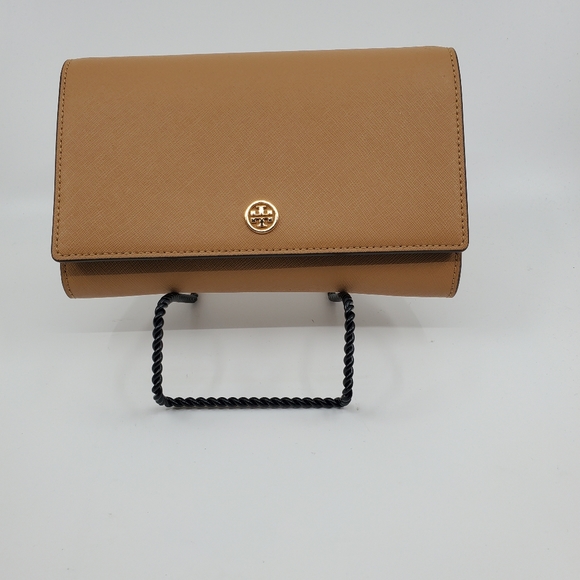 Tory Burch Robinson Chain Wallet Cardamom (Tan) and Royal Navy Crossbody/Clutch
